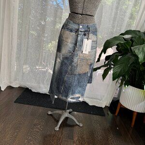 New Andersson Bell SSENSE Exclusive Blue Rework Denim Midi Skirt 28